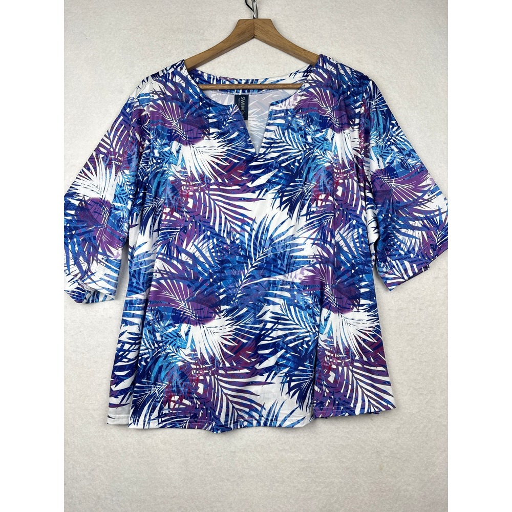 Swimsuits For All Cover Up Womens 22 24 Tunic Top Relaxed Notched Neck